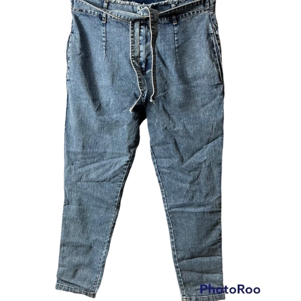 Nwt High Waist Paper Bag Belt Jeans - Picture 3 of 6